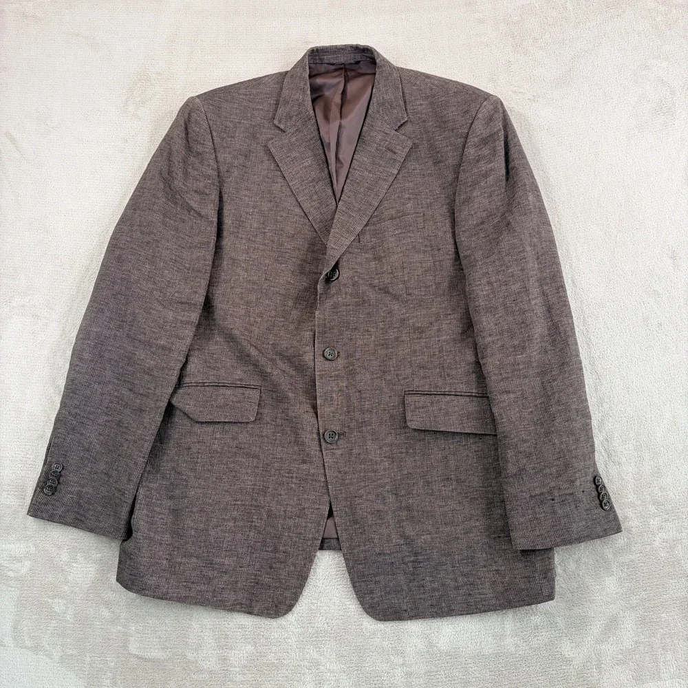 Banana Republic 100% Linen Blazer Suit Jacket Sport Coat Brown Men 46R Summer